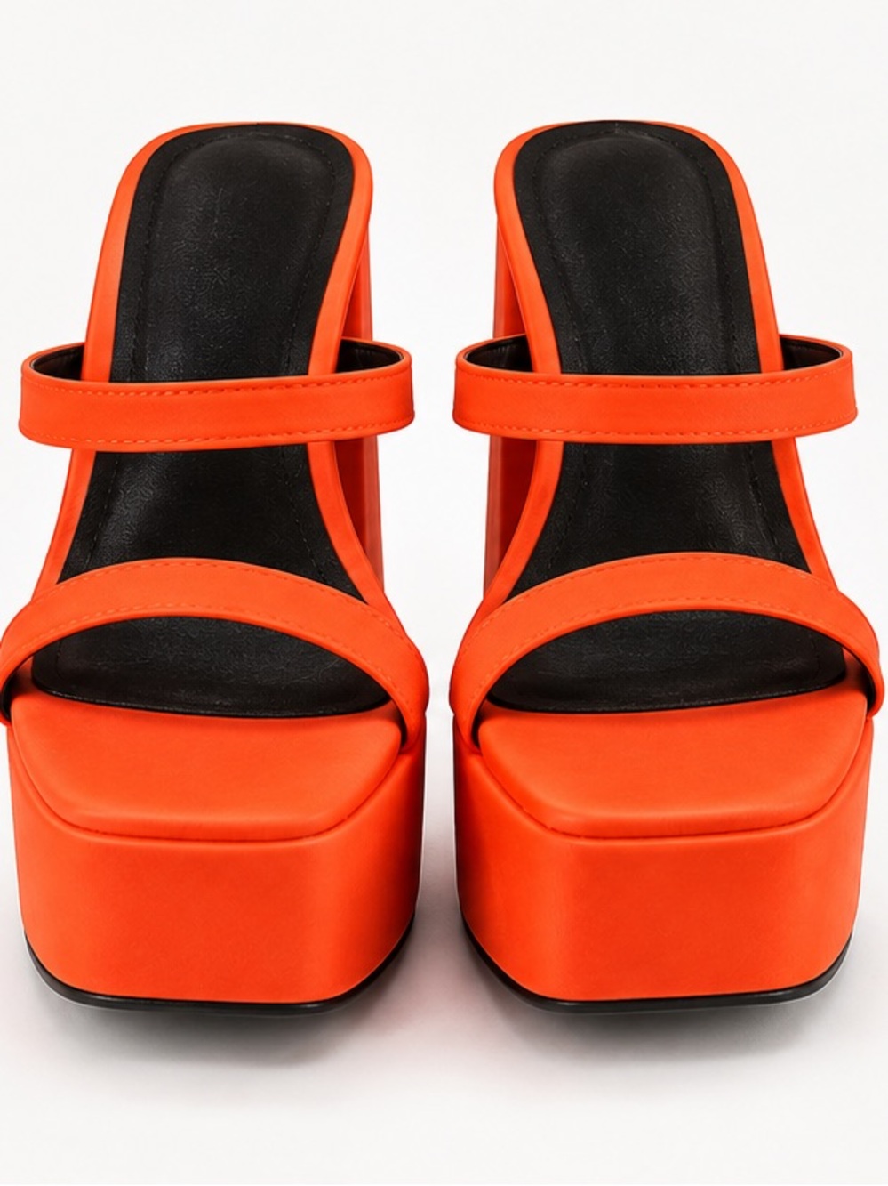 EGO Orange Platform Block Heel Sandals